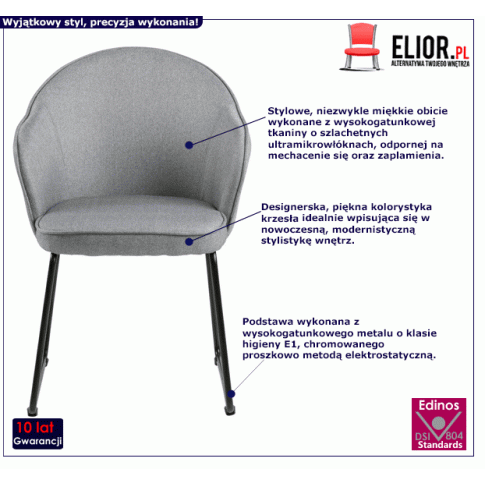 Szare krzesło Nelmi miękkie