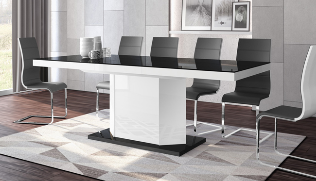 Biało czarny stół ze schowkiem Walder - do salonu