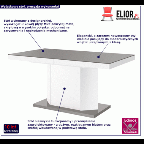 Szaro biały stół Walder rozkladany