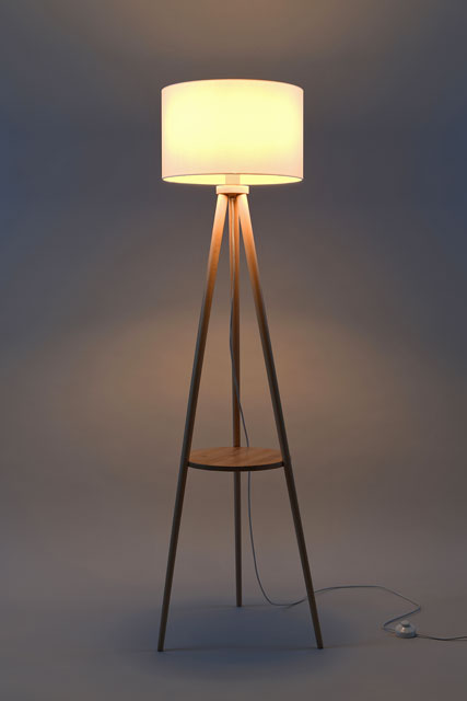 Drewniana lampa podłogowa z okrągłym abażurem EX640-Austis