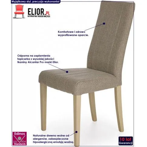 Fotografia Tapicerowane krzesło drewniane Iston - beżowe z kategorii Inne krzesła tapicerowane