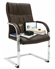 Brązowe tapicerowane nowoczesne krzesło biurowe - Elasi 2X w sklepie Edinos.pl