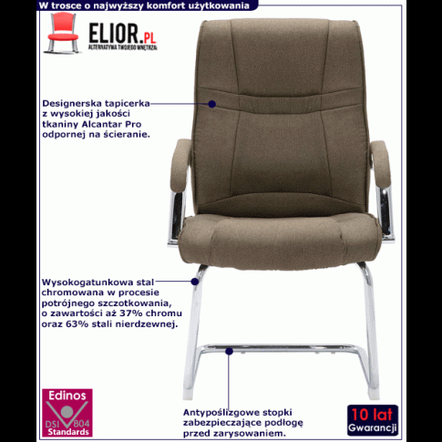 Krzesło biurowe tapicerowane tkaniną Glomer 3X taupe