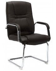 Czarne biurowe krzesło wspornikowe z ekoskóry - Glomer 2X w sklepie Edinos.pl