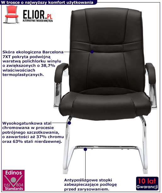 Czarne tapicerowane krzesło wspornikowe Mindy 2X