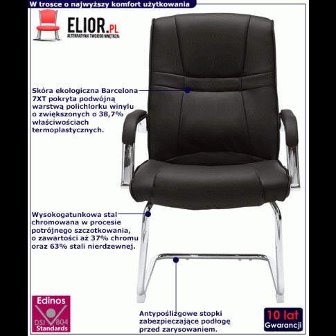 Czarne tapicerowane krzeslo konferencyjne Glomer