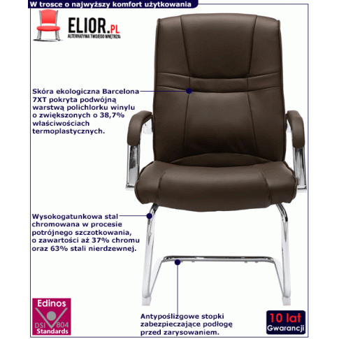 Brązowe tapicerowane krzeslo konferencyjne Glomer