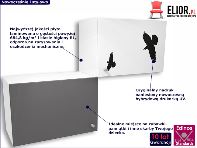 Biało-grafitowa szafka dla dziecka Timi 19X