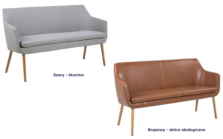 Sofa do przedpokoju Selgra 2X z tapicerowanym siedziskiem i dębowymi nogami