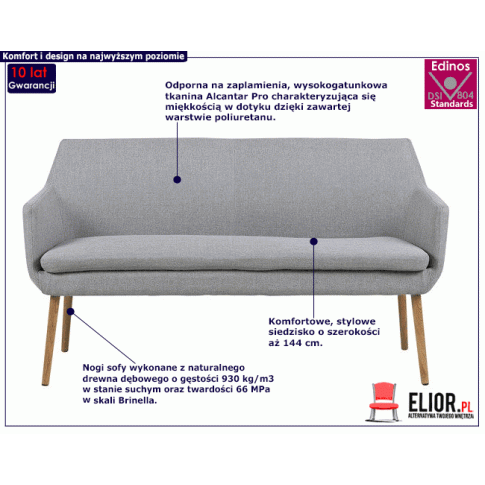 Sofa do przedpokoju z drewnianymi nogami Selgra