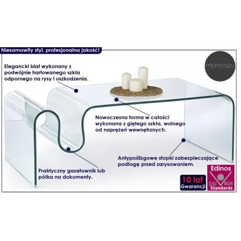 Fotografia Ława z giętego szkła Goxi z kategorii Ławy i stoliki