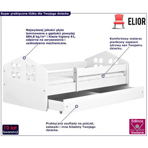 Białe łóżko do pokoju dziecięcego FLAVIO