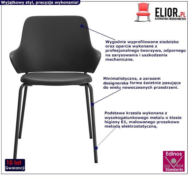 Czarne krzesło Foxo - minimalistyczne