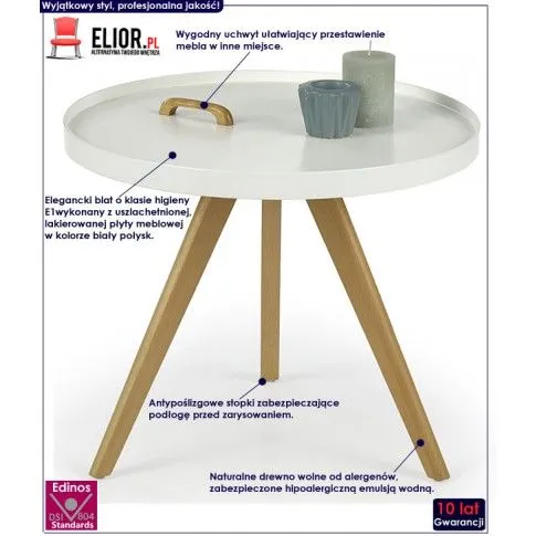 Fotografia Okrągły stolik kawowy Sevri - biały połysk z kategorii Ławy i stoliki