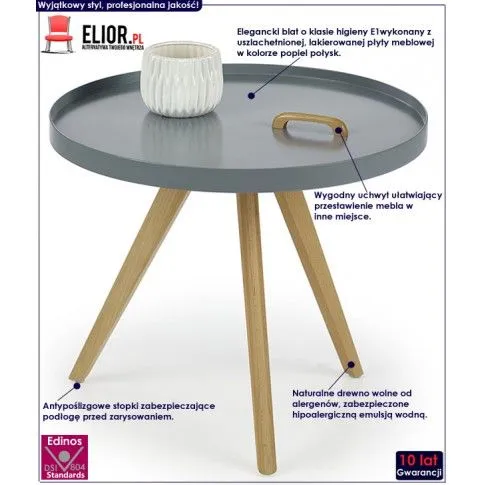 Fotografia Skandynawski stolik kawowy Sevri - popiel połysk z kategorii Ławy i stoliki