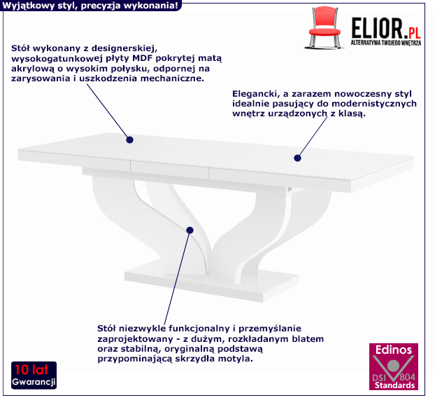 Rozkładany stół Tutto - biały