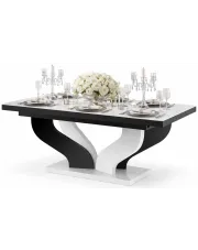 Rozkładany stół biało - czarny połysk - Victoria w sklepie Edinos.pl