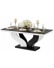 Rozkładany stół czarno - biały połysk - Victoria w sklepie Edinos.pl
