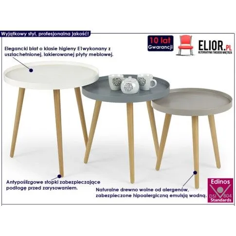 Fotografia Skandynawski stolik kawowy Kiraz - popiel połysk z kategorii Ławy i stoliki