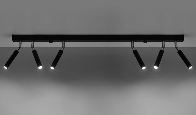 Czarny plafon sufitowy LED z regulowanymi reflektorami EX675-Eyetes