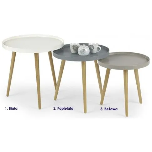 Zdjęcie mały stolik kawowy beżowy połysk Kiraz | Edinos.pl