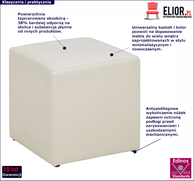 Biała skórzana pufa Tubs