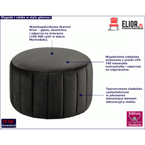 Fotografia Okrągła brązowo-szara pufa welurowa - Hada z kategorii Pufy