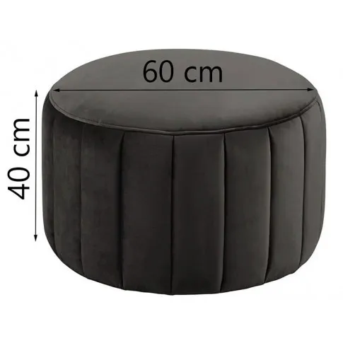 Szczegółowe zdjęcie nr 5 produktu Okrągła brązowo-szara pufa welurowa - Hada