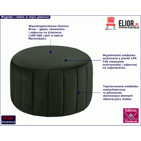 Ciemnozielony podnóżek tapicerowany Jumbo