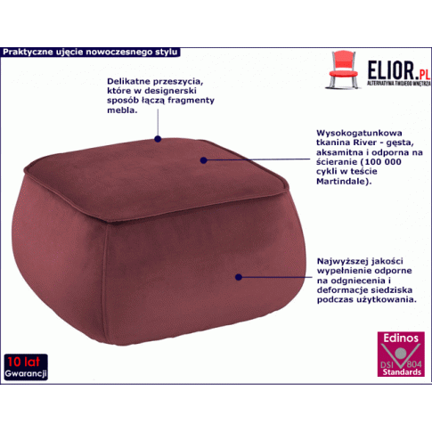 Czerwona tapicerowana pufa Arktos 2X