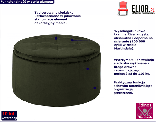 Pufa Divano w kolorze leśnej zieleni