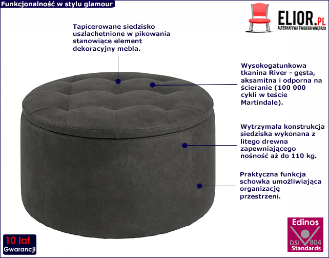 Ciemnoszara pufa Hajfi
