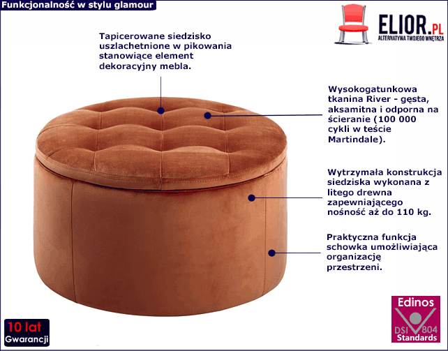 Pomarańczowa pufa Hajfi