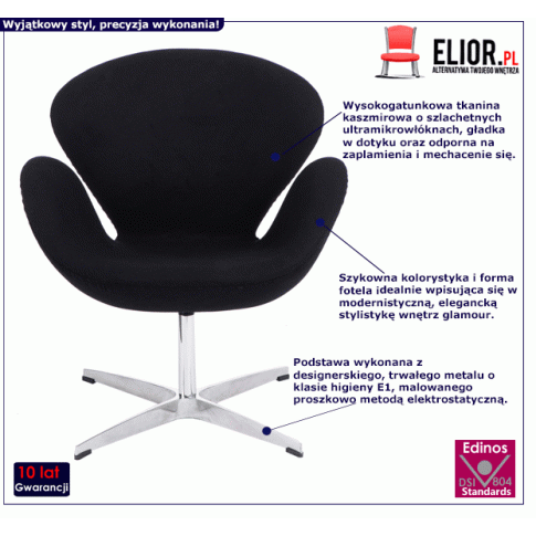 Czarny fotel Loco 2X kaszmirowy