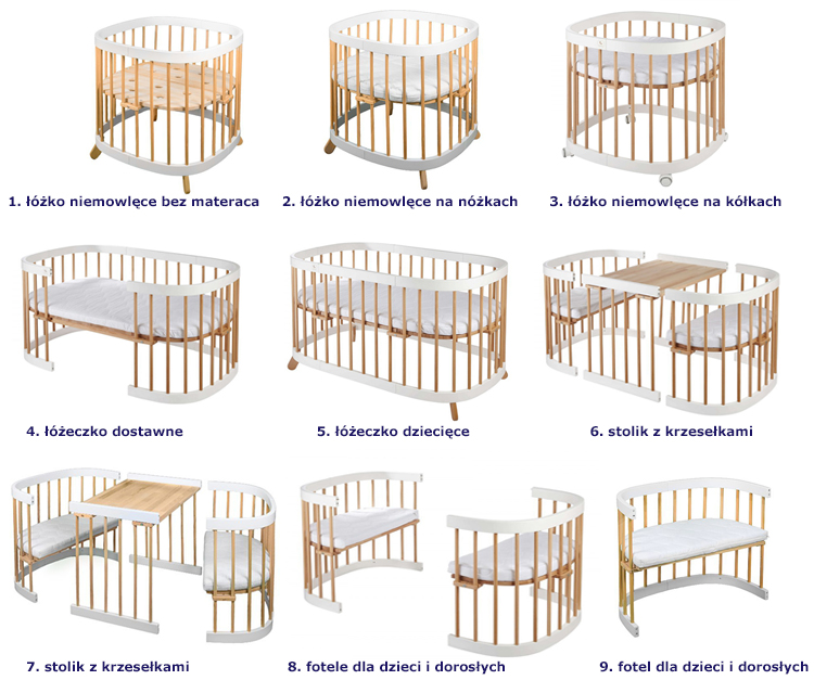 Warianty łóżeczka dziecięcego Nigras 3X