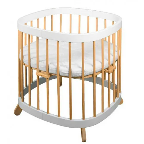 Białe naturalny buk wielofunkcyjne łóżeczko dziecięce Nando 4X