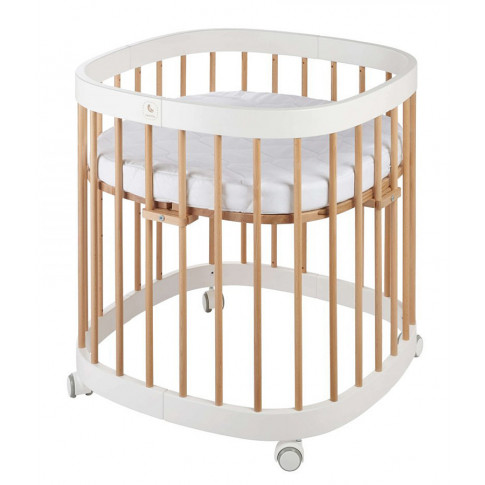 Białe naturalny buk wielofunkcyjne łóżeczko dziecięce z materacem Nando 4X