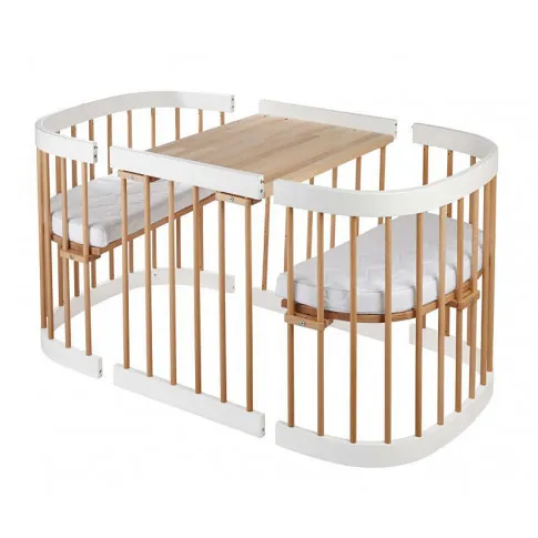 Białe naturalny buk wielofunkcyjne łóżeczko Nando 4X