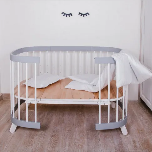 Szczegółowe zdjęcie nr 8 produktu Szaro-białe wielofunkcyjne łóżeczko dziecięce - Nigras 5X