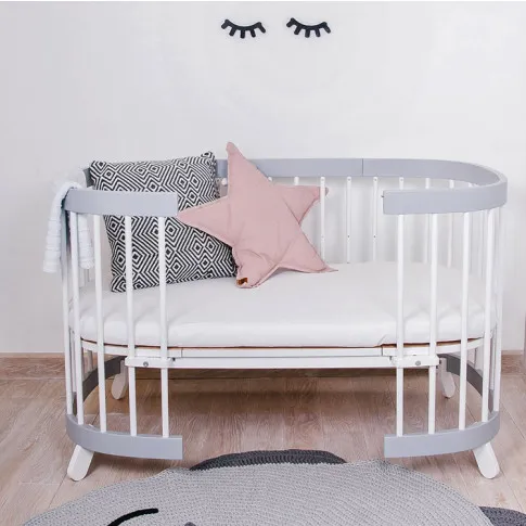 Szczegółowe zdjęcie nr 9 produktu Szaro-białe wielofunkcyjne łóżeczko dziecięce - Nigras 5X