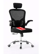 Czarny ergonomiczny fotel biurowy z zagłówkiem do komputera - Meir w sklepie Edinos.pl