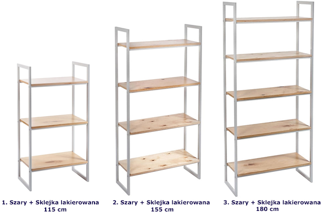 Szary zestaw regałów z półkami ze sklejki Maso 14X