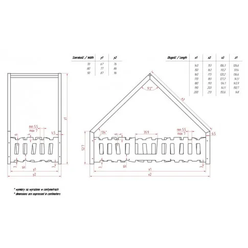 Wymiary lozka dzieciecego Tiffi 4X