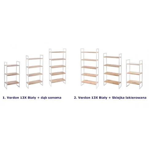Dostępne wersje kolorystyczne kompletu regałów z serii Verdon 13X
