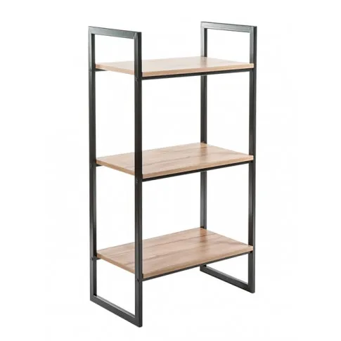 Czarny loftowy regał z 3 półkami wiśnia scandic Verdon 3X