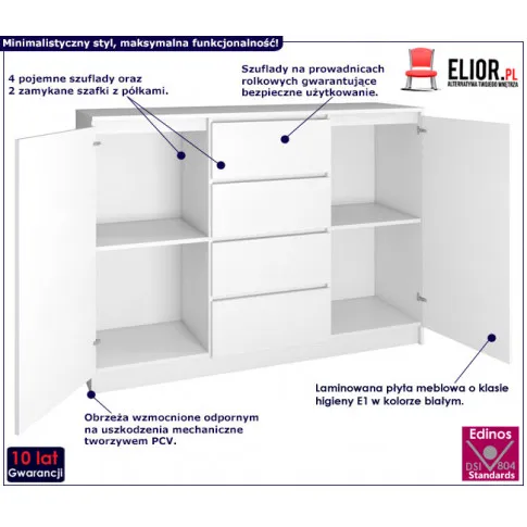 Minimalistyczna biała komoda Intia 5X