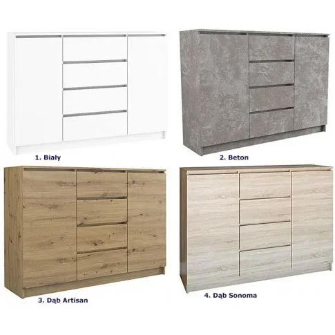 Dostępna kolorystyka komody Intia
