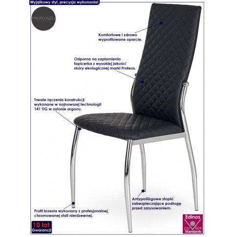 Fotografia Krzesło tapicerowane Edson - czarne z kategorii Krzesła metalowe