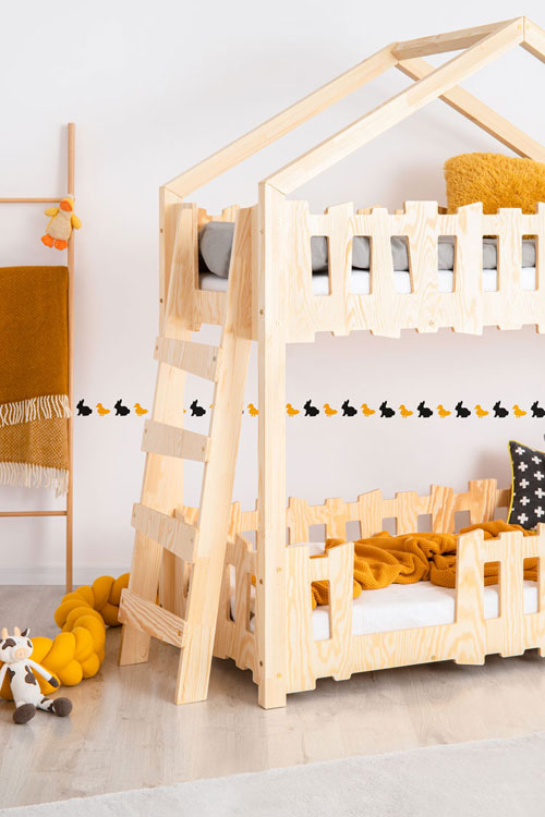 Drewniane dwuosobowe łóżko dziecięce Zorin 4X