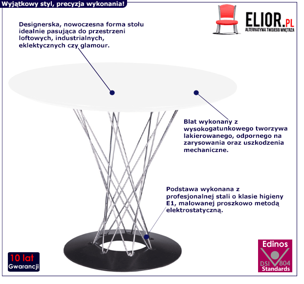 Industrialny stół Arrao - biały